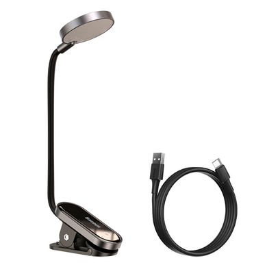 Настільна лампа LED безпровідна універсальна з кліпсою Baseus Comfort Reading Mini Clip Lamp 24Hours, 4000K Dark Grey