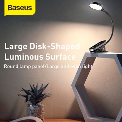 Настольная лампа LED беспроводная универсальная с клипсой Baseus Comfort Reading Mini Clip Lamp 24Hours, 4000K Dark Grey