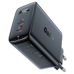 Сетевое зарядное устройство Acefast A29 GaN 2xType-C, 3A, 50W, PD, QC3.0/QC4.0+ адаптер с быстрой зарядкой Black