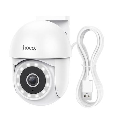 Поворотна камера Відеоспостереження IP Wi-Fi Camera HOCO D2 outdoor PTZ HD 3MP, IP65, FHD| Білий