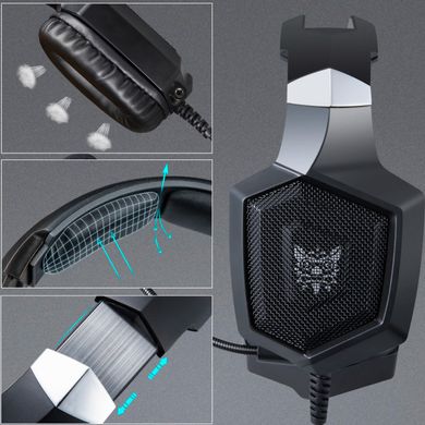 Игровые наушники Onikuma K8 с микрофоном и RGB подсветкой проводные Black