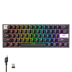 Игровая беспроводная механическая клавиатура Fantech MAXFIT 61 MK857 FROST Blue "Clicky" Switch, Bluetooth+2.4 Гц, c RGB подсветкой Без NumPad Black