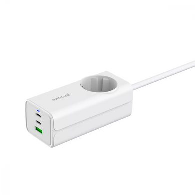 Мережевий зарядний пристрій Proove PD-02 GaN |2Type-C/USB, 65W/16A, PD/QC4.0+| з розеткою та кабелем 1.5м.