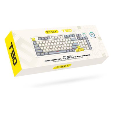 Игровая механическая клавиатура TWolf T50 Blue Switch c RGB подсветкой white