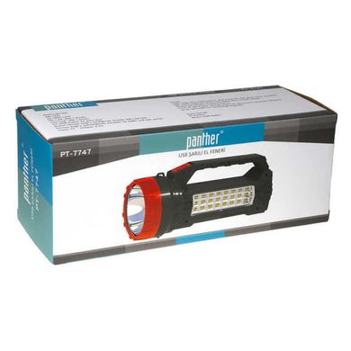 Портативный Аккумуляторный Фонарь Panther PT-7747 | 300 Лм, 2W, 24 LED, 3500 mAh, Micro USB, 10h| Черный